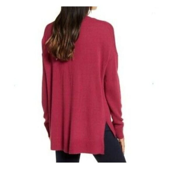 Chelsea28  Burgundy High-low Crewneck Pullover Sweater sz Large - Picture 2 of 6